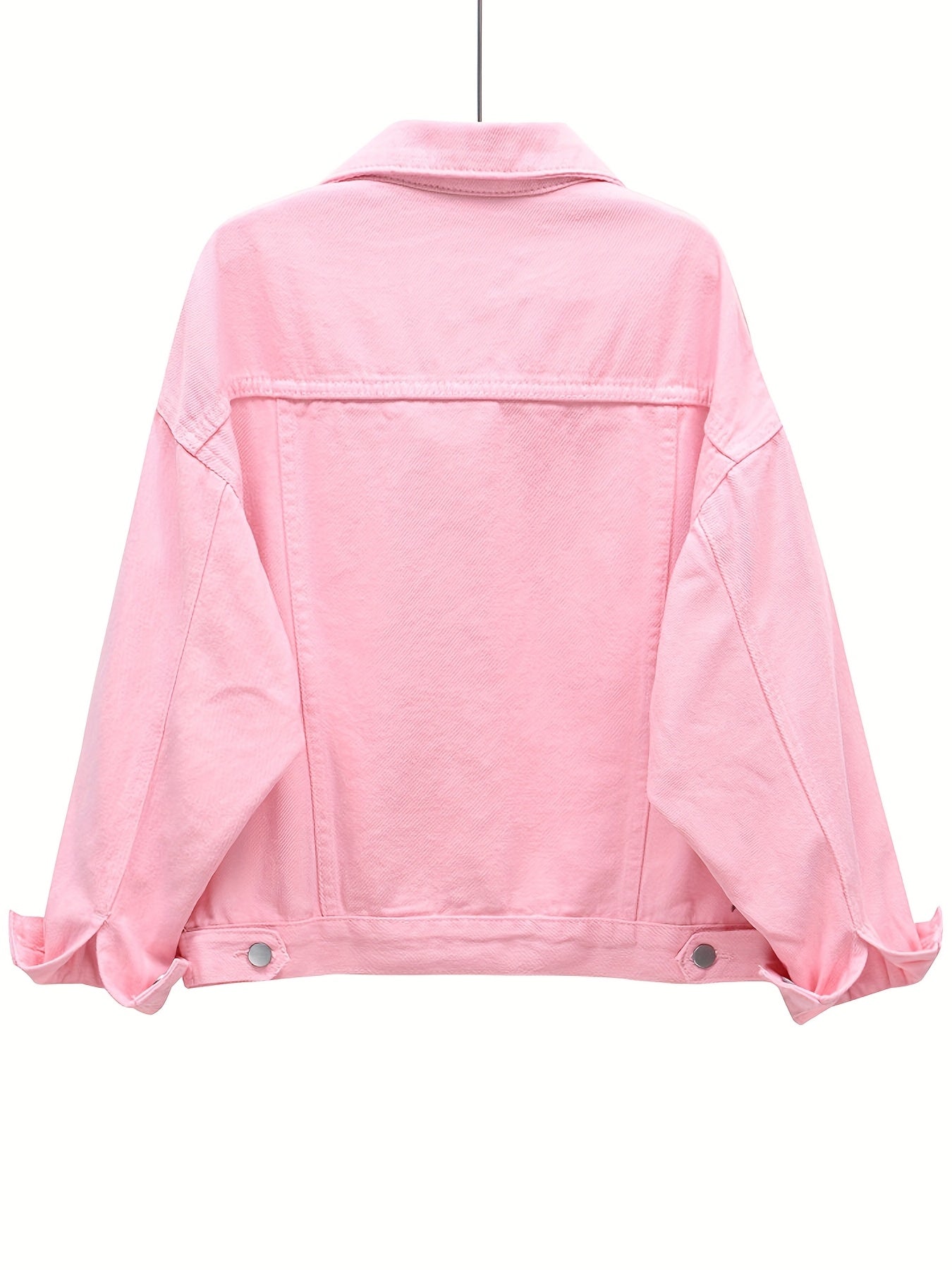 Women'S Lightweight Pink Denim Jacket - Breathable, Washed Finish, Long Sleeve with Chest Pockets, Casual Loose Fit for Spring\u002FSummer, Jean Jacke