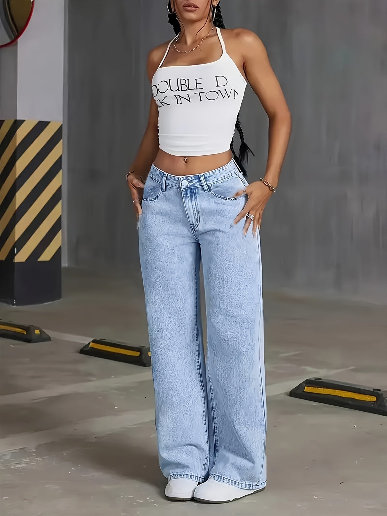Women's fashion comfortable high-stretch slim straight jeans Snowflake Wash Jeans all seasons