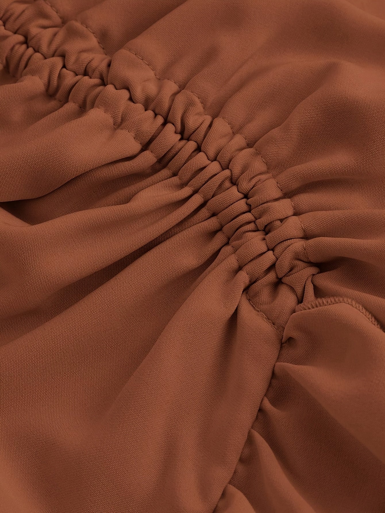 Vintage Brown Pleated Midi Skirt with Ruffled Hem and Cross Detail – Breathable, Stretchy Waistband, Machine Washable – Perfect for Commuting, Outings, and Everyday Elegance
