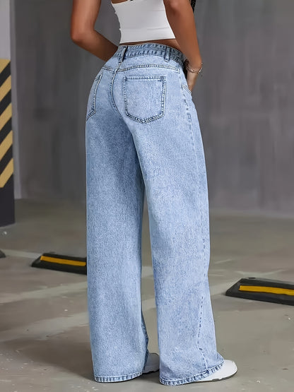 Women's fashion comfortable high-stretch slim straight jeans Snowflake Wash Jeans all seasons