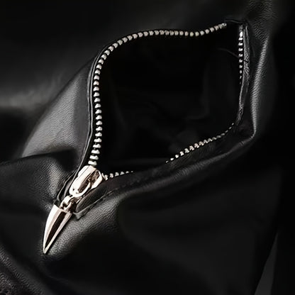 New style Women's versatile fashion PU Leather jacket, trendy cool motorcycle jacket, novelty ripped metal ring jacket for men and women, casual punk street style, perfect gift for men and women for holiday parties