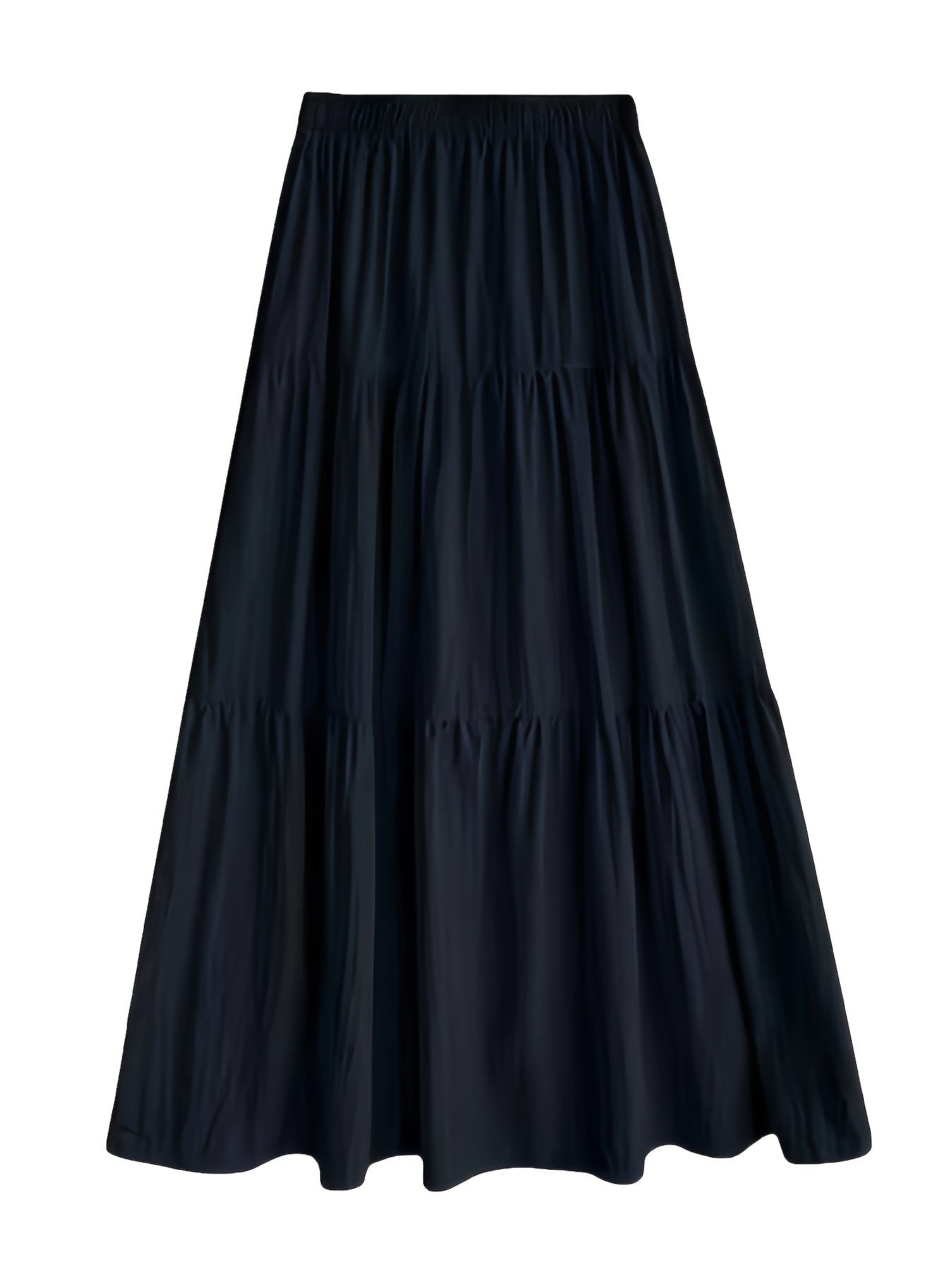 Spring And Autumn Women'S High-Waisted Slimming Versatile White Midi Skirt with Elastic Waist, Mid-Length Black Skirt with Lining, Beach Party Long Skirt.