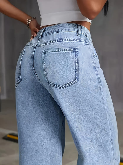 Women's fashion comfortable high-stretch slim straight jeans Snowflake Wash Jeans all seasons