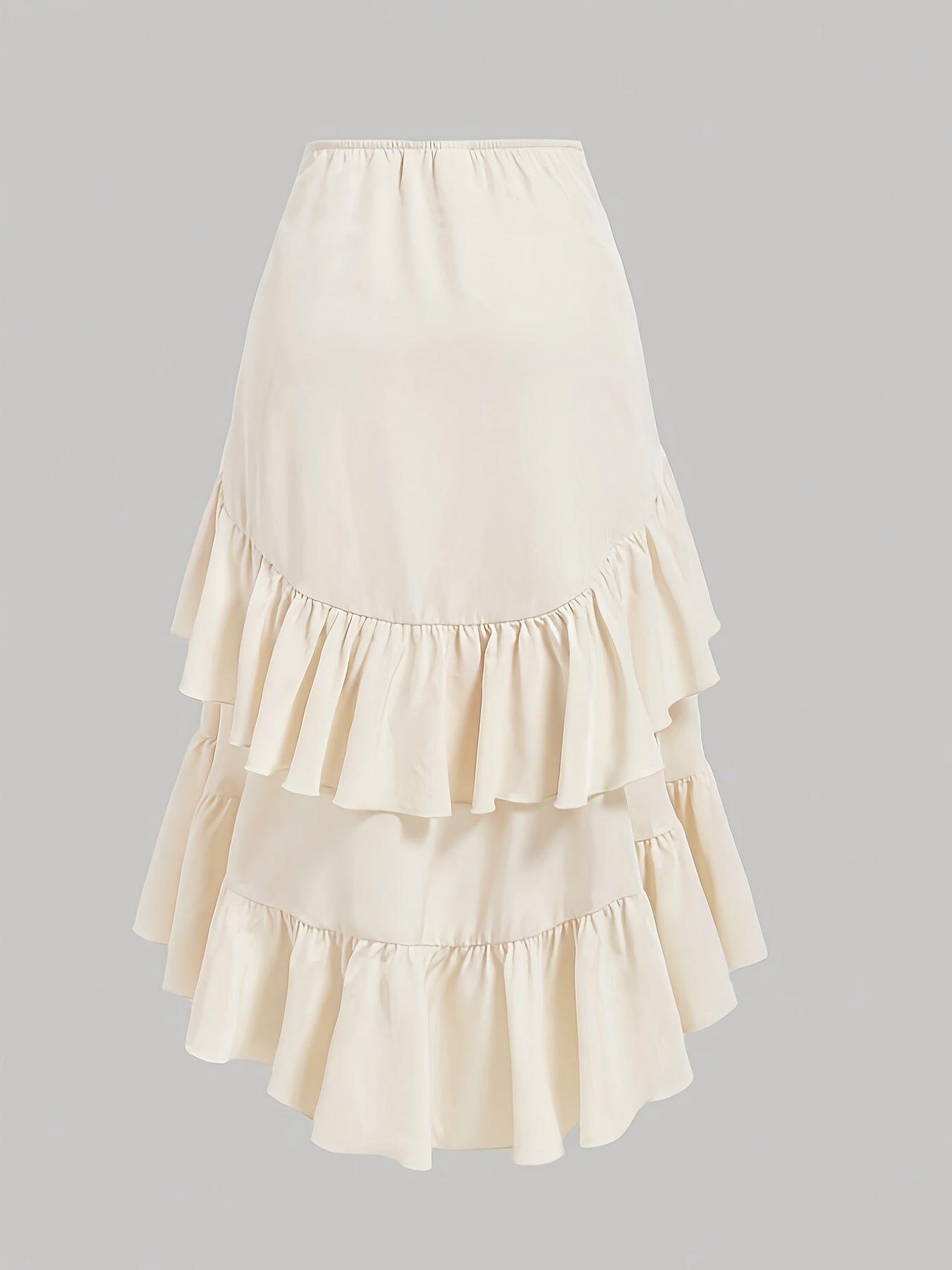 Vintage Brown Pleated Midi Skirt with Ruffled Hem and Cross Detail – Breathable, Stretchy Waistband, Machine Washable – Perfect for Commuting, Outings, and Everyday Elegance