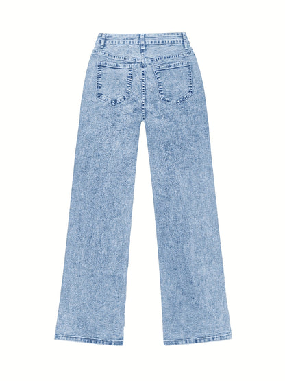 Women's fashion comfortable high-stretch slim straight jeans Snowflake Wash Jeans all seasons