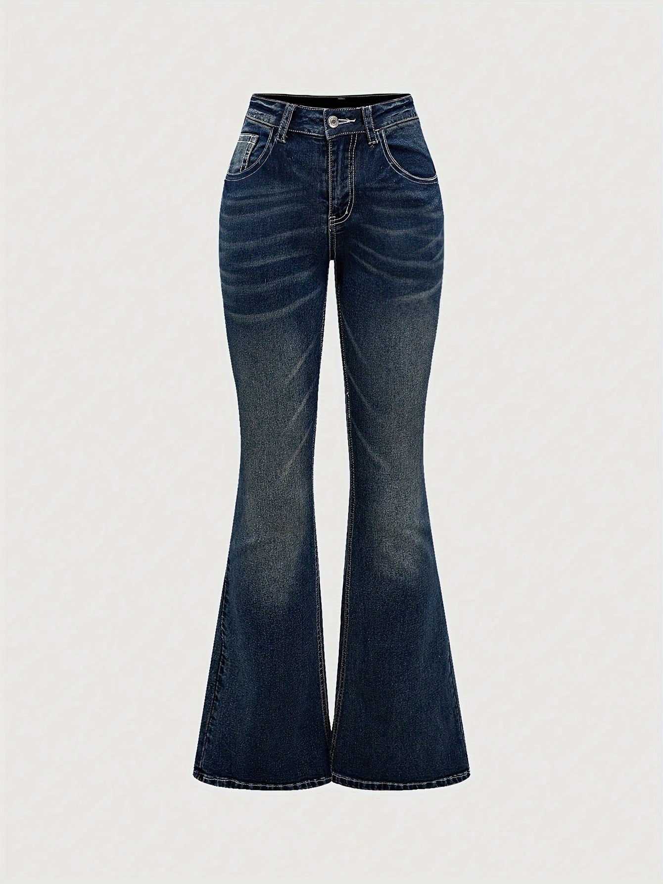 2024 Women's Hand-Embroidered Rhinestone Back Pocket Flared Jeans - Stretch Comfort Washed Denim, Elegant Machine-Washable All-Season Casual Pants, Comfortable Fashion, Fashionforward Design, Detailed Embroidery
