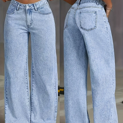 Women's fashion comfortable high-stretch slim straight jeans Snowflake Wash Jeans all seasons